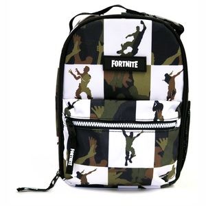 Fortnite mini backpack lunch sac Pail boys gaming nwt multiple green white bag